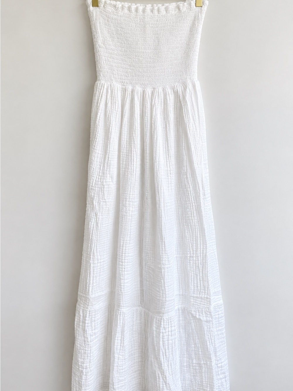 Altar’d State White Strapless Smocked Textured Maxi Dress Size Large